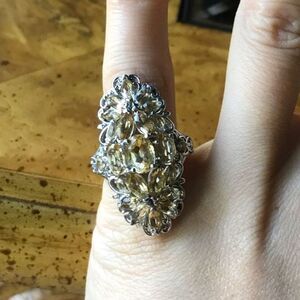 Natural Citrine Sterling Silver Cocktail Ring Size 5